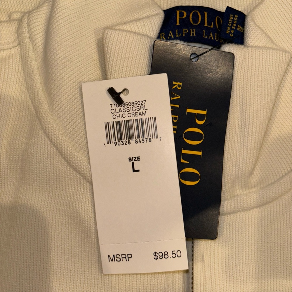 Men’s polo quarter zip shirt - Color Creame - Size L 100% authentic - Picture 3 of 4